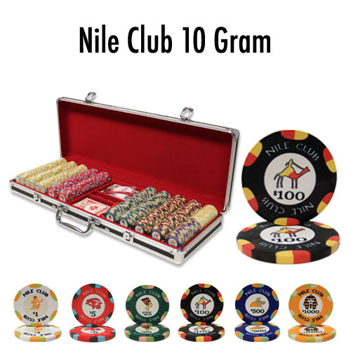 500 Count - Custom Breakout - Poker Chip Set - Nile Club 10 G - Black Aluminum