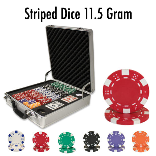 500 Count - Custom Breakout - Poker Chip Set - Striped Dice 11.5 G - Claysmith