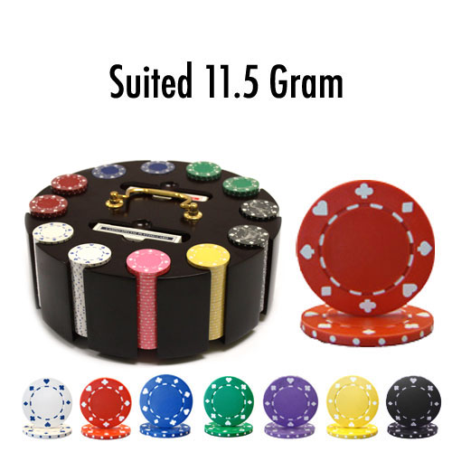 300 Count - Pre-Packaged - Poker Chip Set - Suited 11.5 G - Wooden Carousel