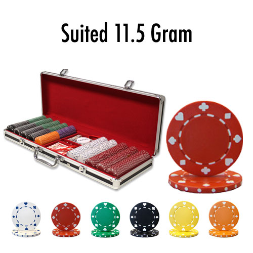 500 Count - Custom Breakout - Poker Chip Set - Suited 11.5 G - Black Aluminum