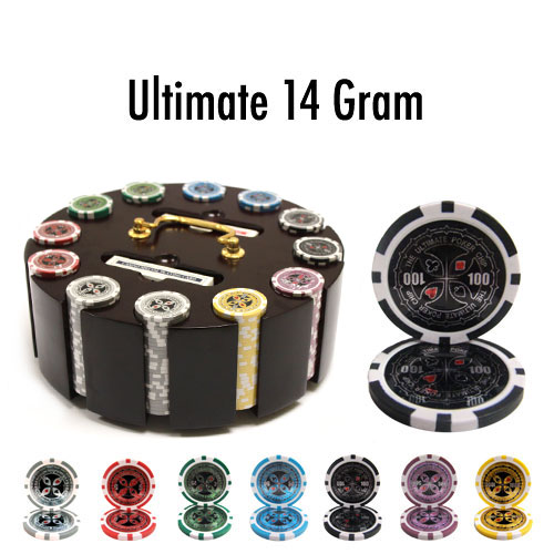 300 Count - Pre-Packaged - Poker Chip Set - Ultimate 14 G - Wooden Carousel