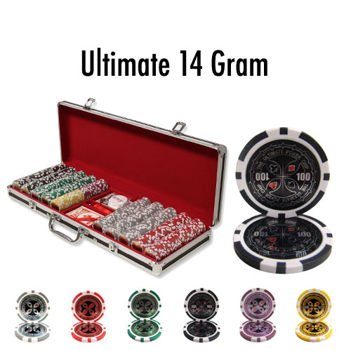 500 Count - Custom Breakout - Poker Chip Set - Ultimate 14 G - Black Aluminum