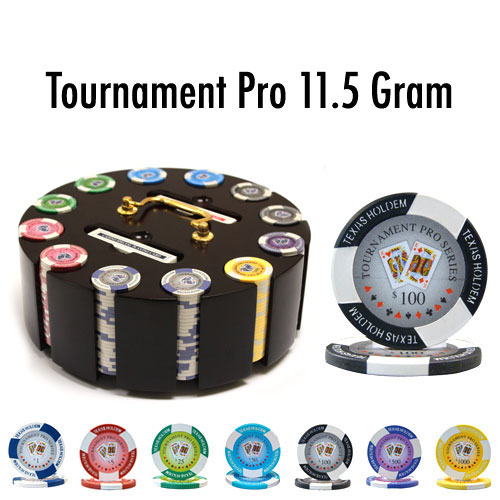 300 Count - Custom - Poker Chip Set - Tournament Pro 11.5G Wooden Carousel