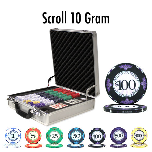 500 Count - Custom Breakout - Poker Chip Set - Scroll 10 G - Claysmith