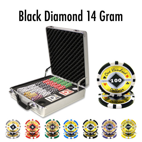 500 Count - Custom Breakout - Poker Chip Set - Black Diamond 14 G - Claysmith
