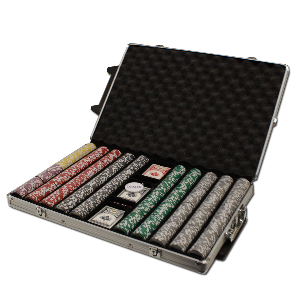 1000 Count - Pre-Packaged - Poker Chip Set - Black Diamond 14 G - Rolling Case