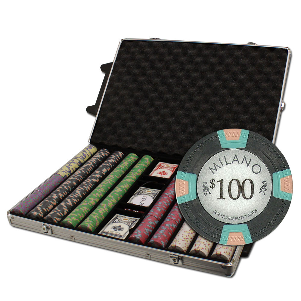 1000Ct Claysmith Gaming Milano Poker Chip Set in Rolling Case