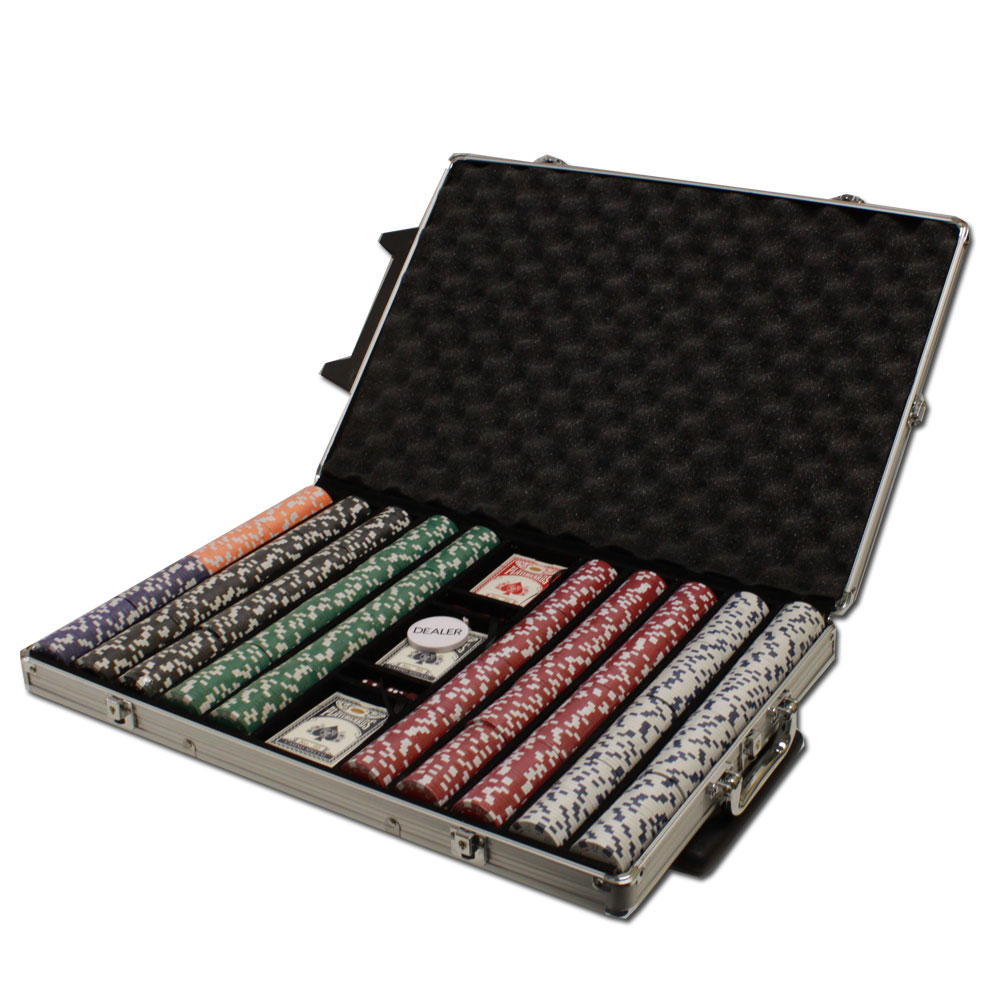 1000 Count - Pre-Packaged - Poker Chip Set - Striped Dice 11.5 G - Rolling Alum