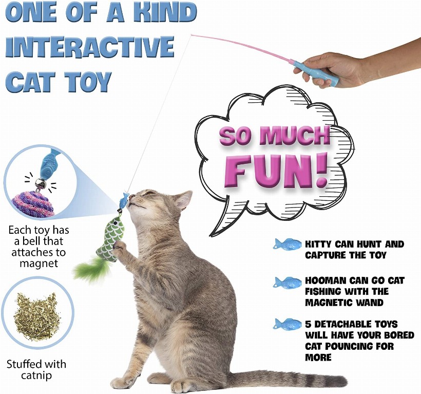 Magnetic Fishing Cat Toy Wand