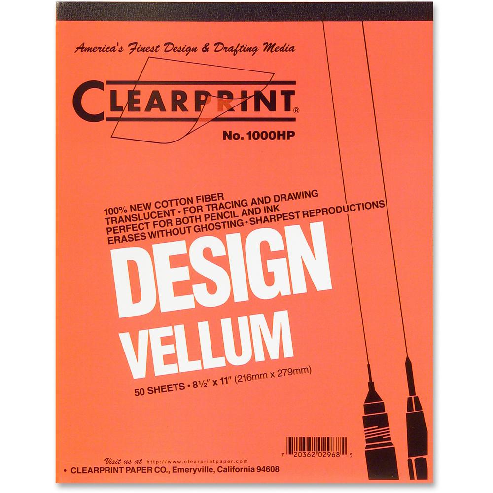 Clearprint Design Vellum Pad - Letter - 50 Sheets - Plain - 16 lb Basis Weight - Letter - 8 1/2" x 11" - White Paper - Acid-free