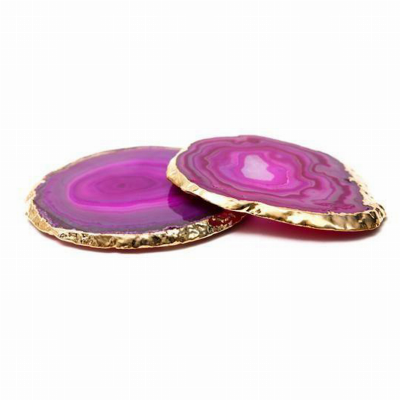 Agate Coaster Set Pink/Gold