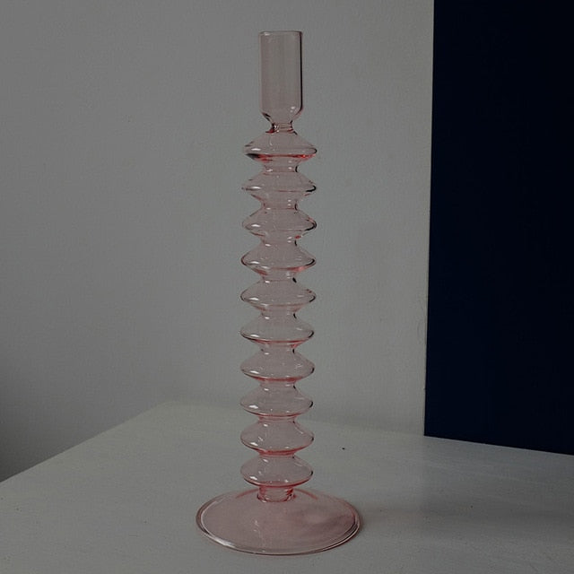 Glass Candlesticks D pink