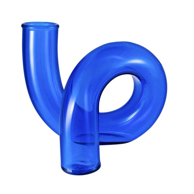 Loop Glass Vase/Candle Stick Holder Blue