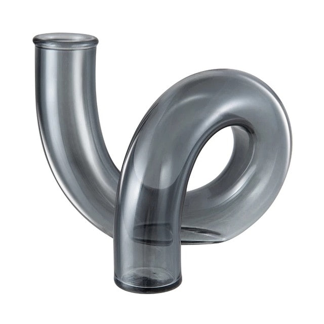 Loop Glass Vase/Candle Stick Holder Dark Grey