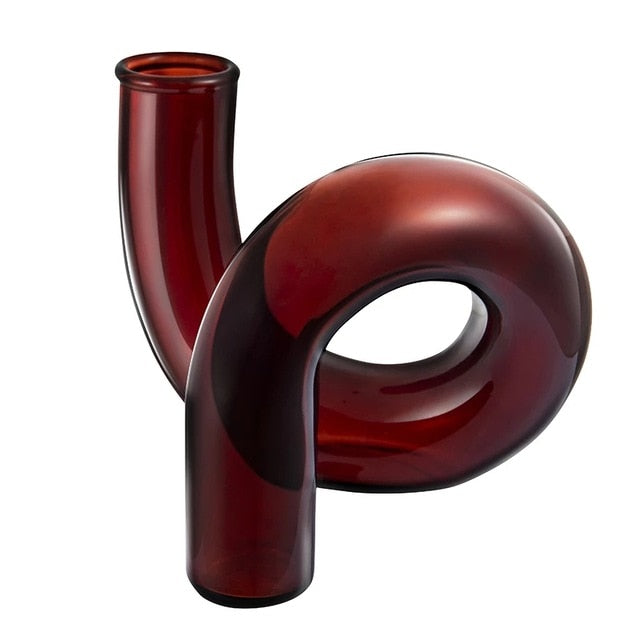 Loop Glass Vase/Candle Stick Holder Chocolate