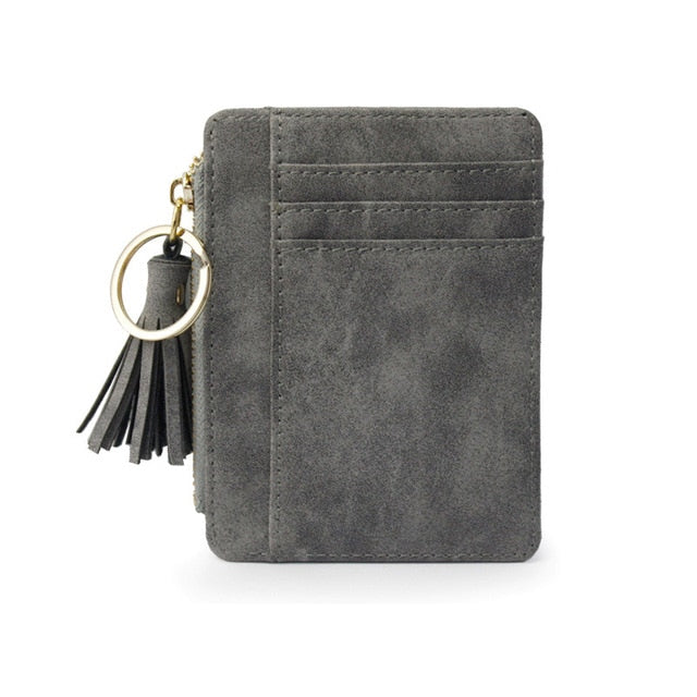 Mini Tassel Card Holder Gray
