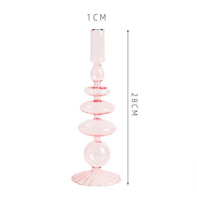 Nordic glass candle holder Pink