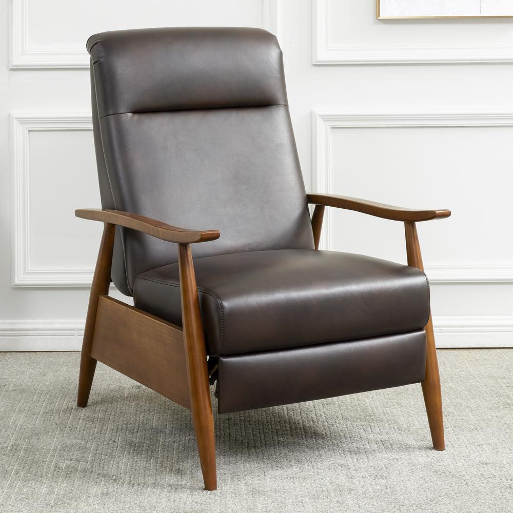 Solaris Wood Arm Push Back Recliner - Burnished Brown