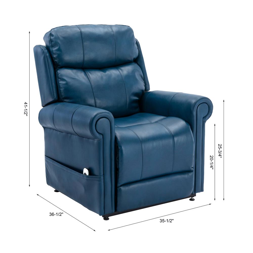 Langdon Navy Blue Leather Gel Lift Chair with Massage