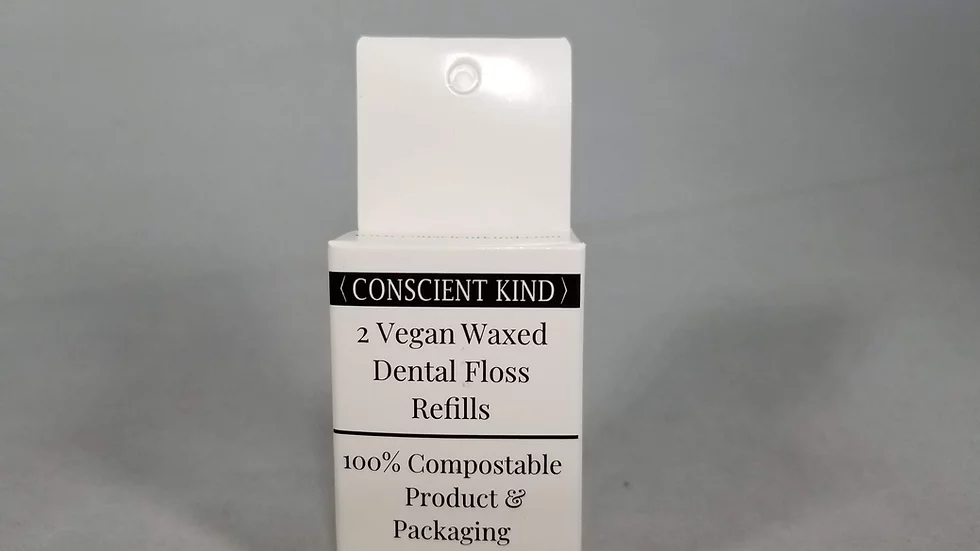 2 Vegan Waxed Dental Floss Refills - Mint