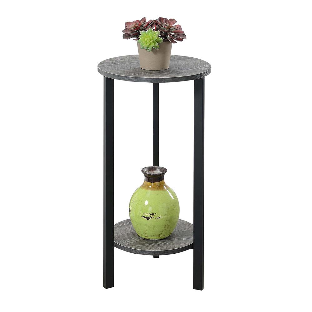 Graystone 31 inch 2 Tier Plant Stand, Weathered Gray/Black