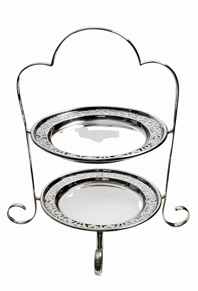 2 Tier Cake Stand English Silver Plate c.1890