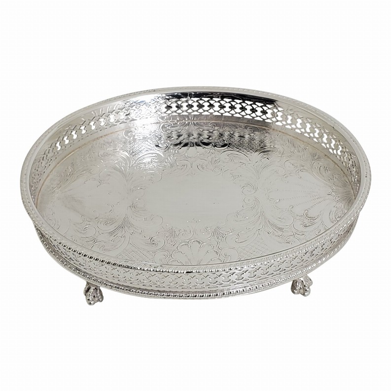 8" Oval Gallery Tray Silver Plated