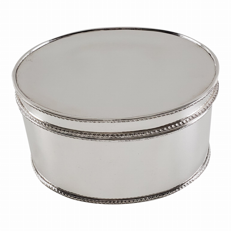 Biscuit Box Hinged Oval Gadroon 7.25" x 6" x  4"