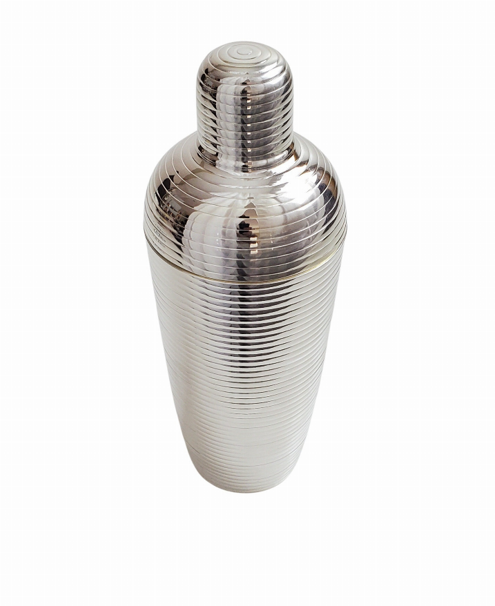 Cocktail Shaker Fully Ribbed Silver Plate
