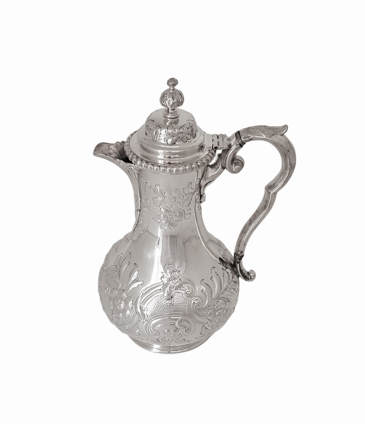 Coffee Jug Embossed English Silver Plate c.1860
