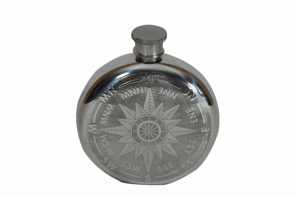Compass Flask Pewter 6 oz