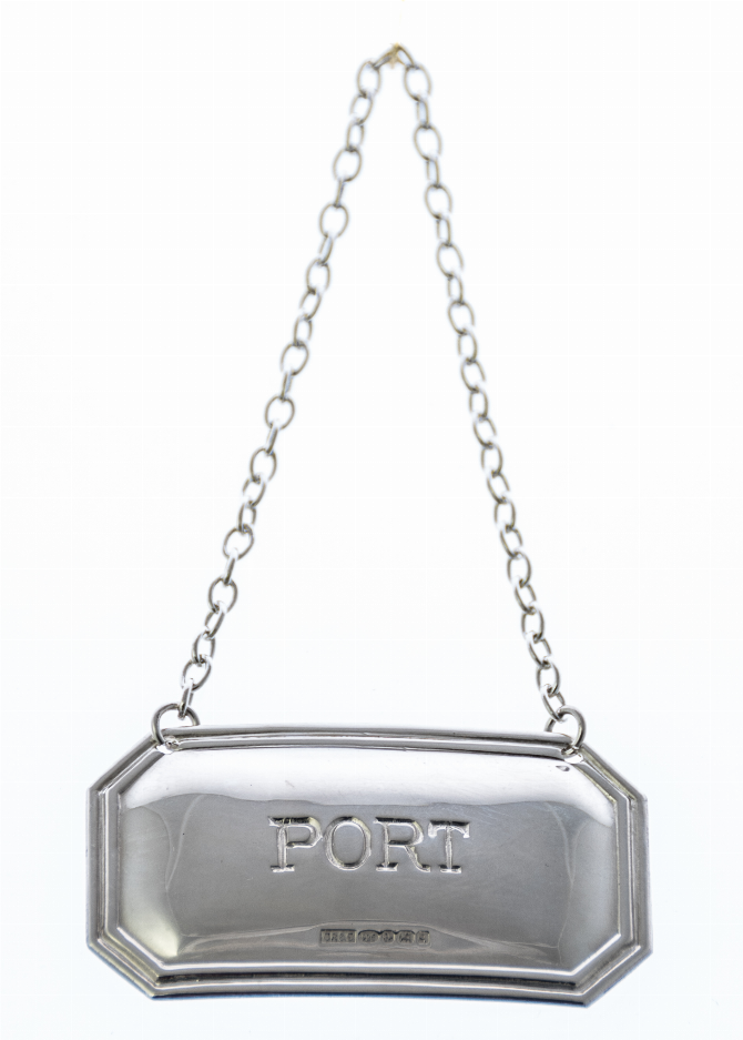 Cut Corner English Sterling Decanter Label - Silver Port