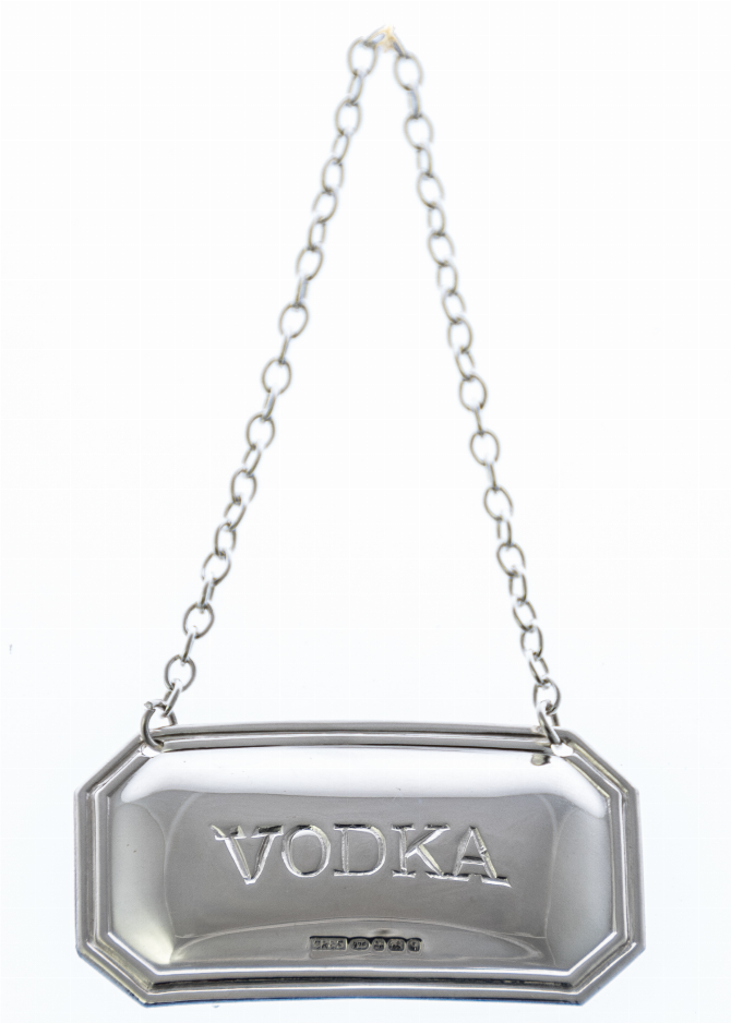 Cut Corner English Sterling Decanter Label - Silver Vodka