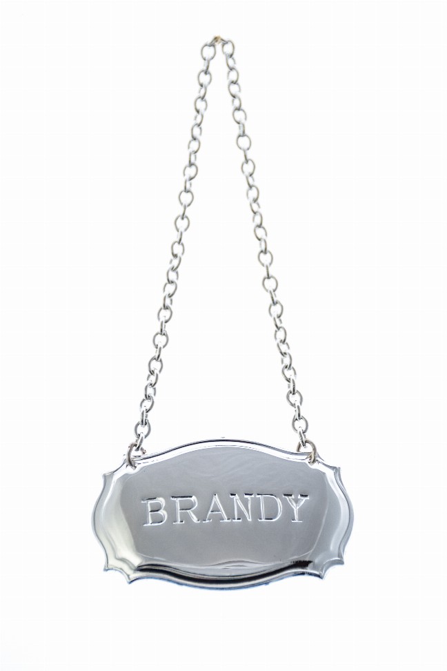 Decanter Label Chippendale Design - Silver Brandy Silver Plate