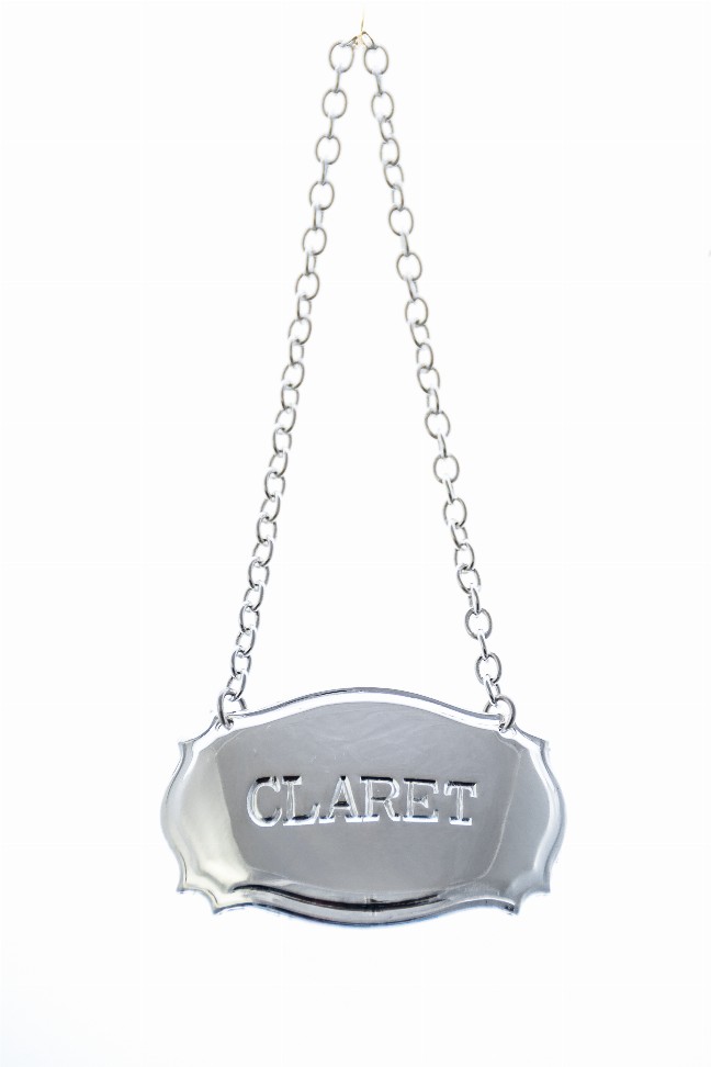 Decanter Label Chippendale Design - Silver Claret Silver Plate