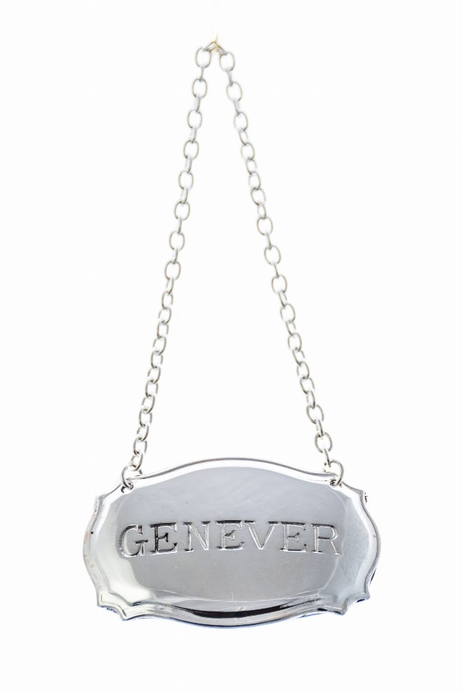 Decanter Label Chippendale Design - Silver Genever Silver Plate