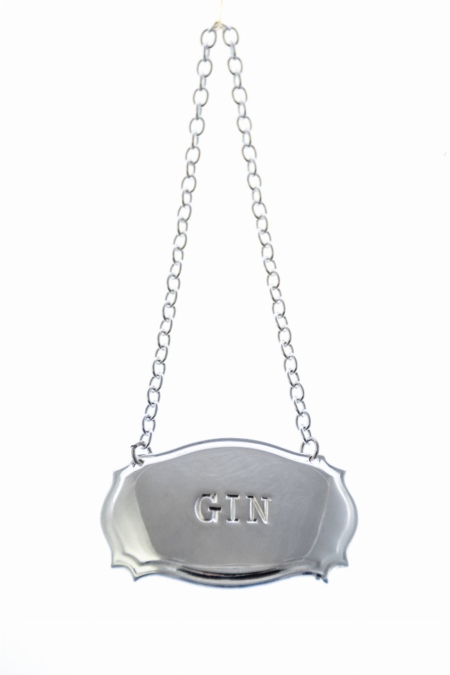 Decanter Label Chippendale Design - Silver Gin Silver Plate