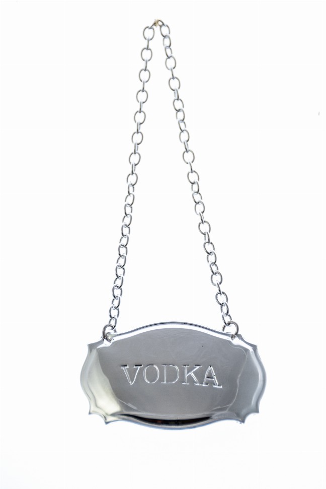 Decanter Label Chippendale Design - Silver Vodka Silver Plate