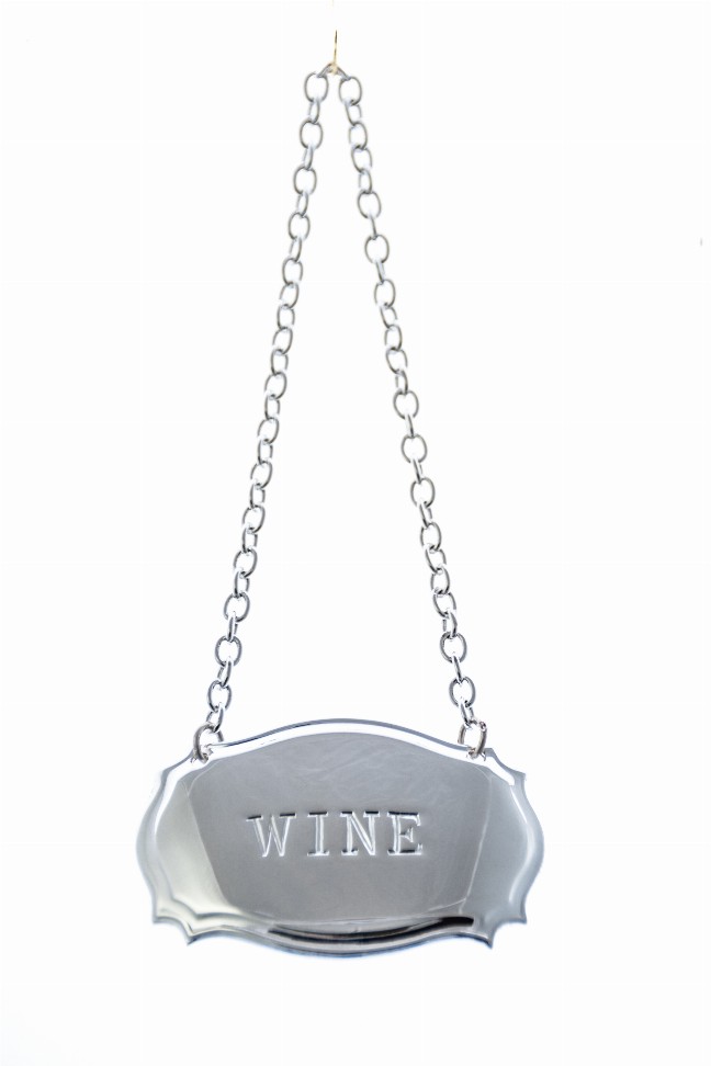Decanter Label Chippendale Design - Silver Wine Silver Plate