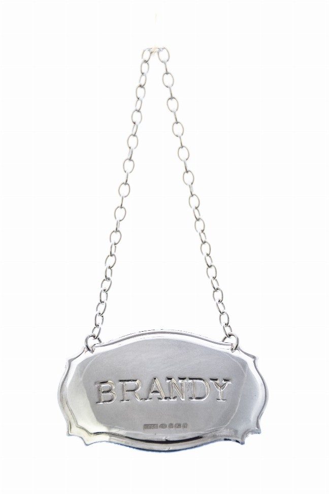 Decanter Label Chippendale Design - Silver BRANDY Sterling