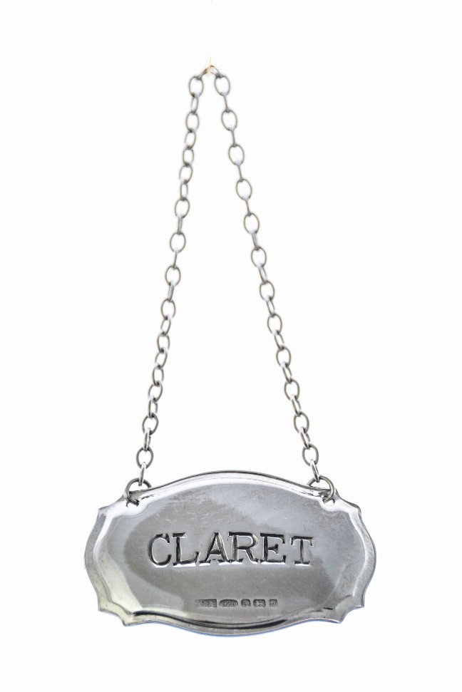 Decanter Label Chippendale Design - Silver CLARET Sterling