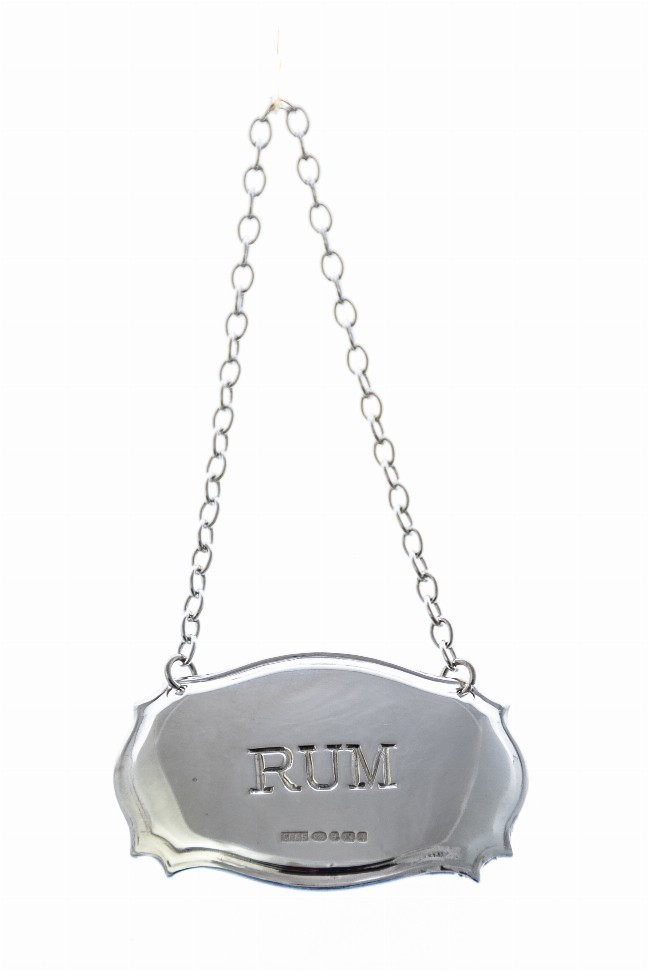 Decanter Label Chippendale Design - Silver RUM Sterling