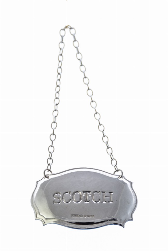 Decanter Label Chippendale Design - Silver SCOTCH Sterling