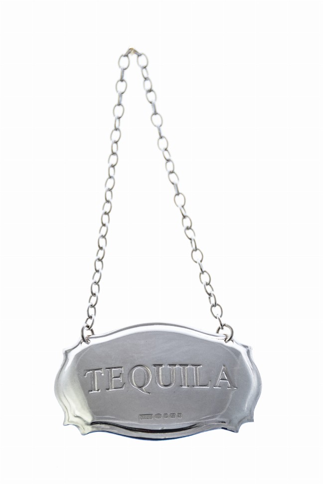 Decanter Label Chippendale Design - Silver TEQUILA Sterling