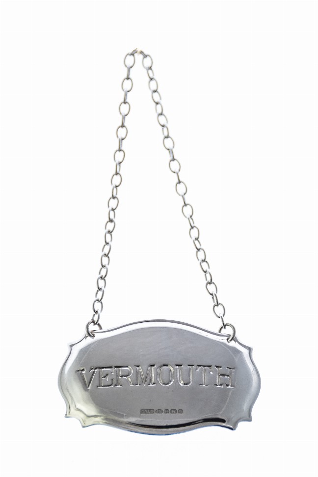 Decanter Label Chippendale Design - Silver VERMOUTH Sterling