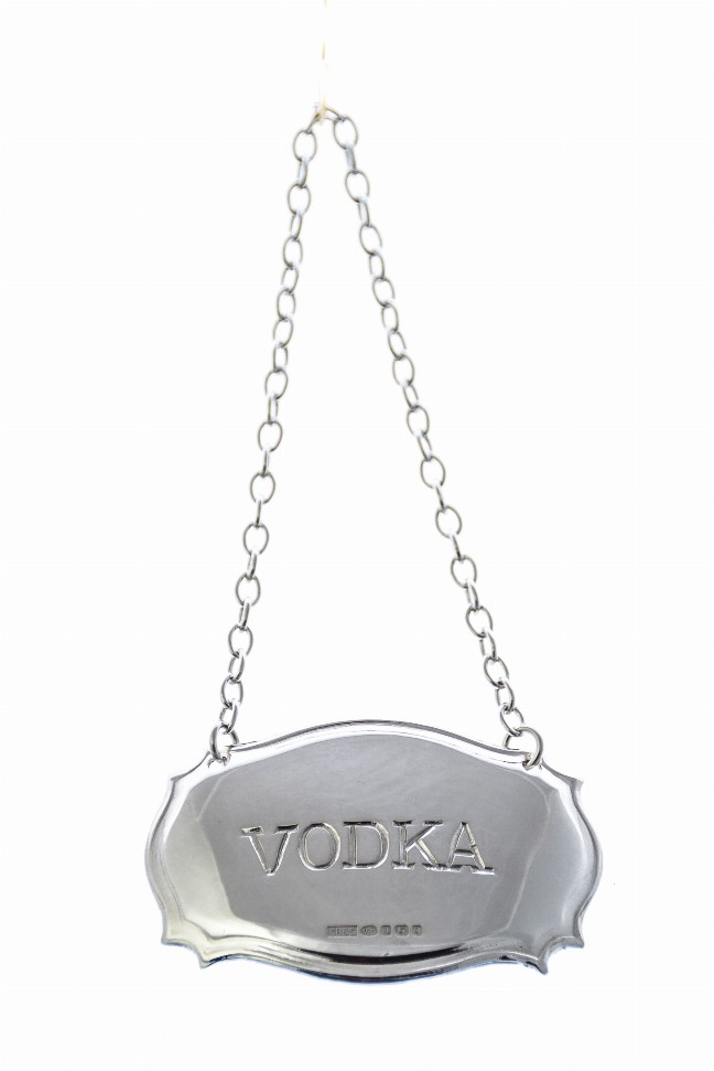 Decanter Label Chippendale Design - Silver VODKA Sterling