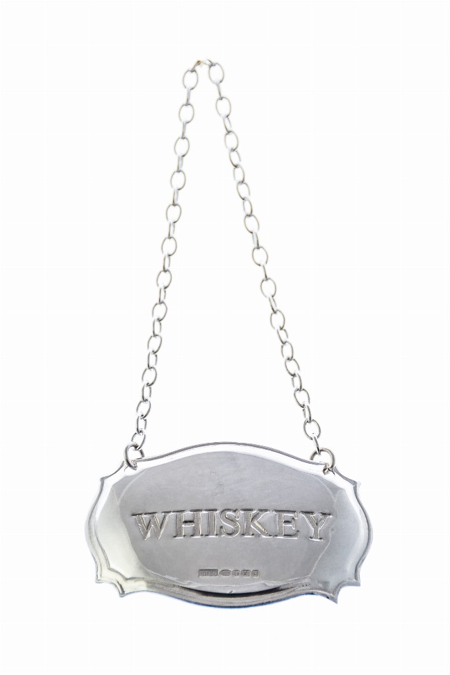 Decanter Label Chippendale Design - Silver WHISKEY Sterling