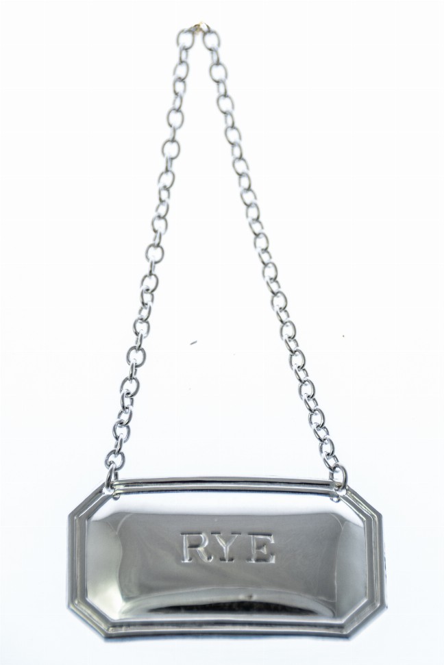 Decanter Label Cut Corner Design Silver Plate - Silver Rye