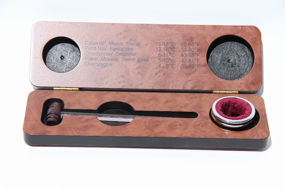 Drop Ring & Thermometer in Wood Box  8.75" x 2.5"