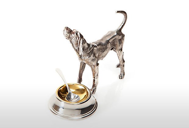 Hound Dog standing Silver Plate